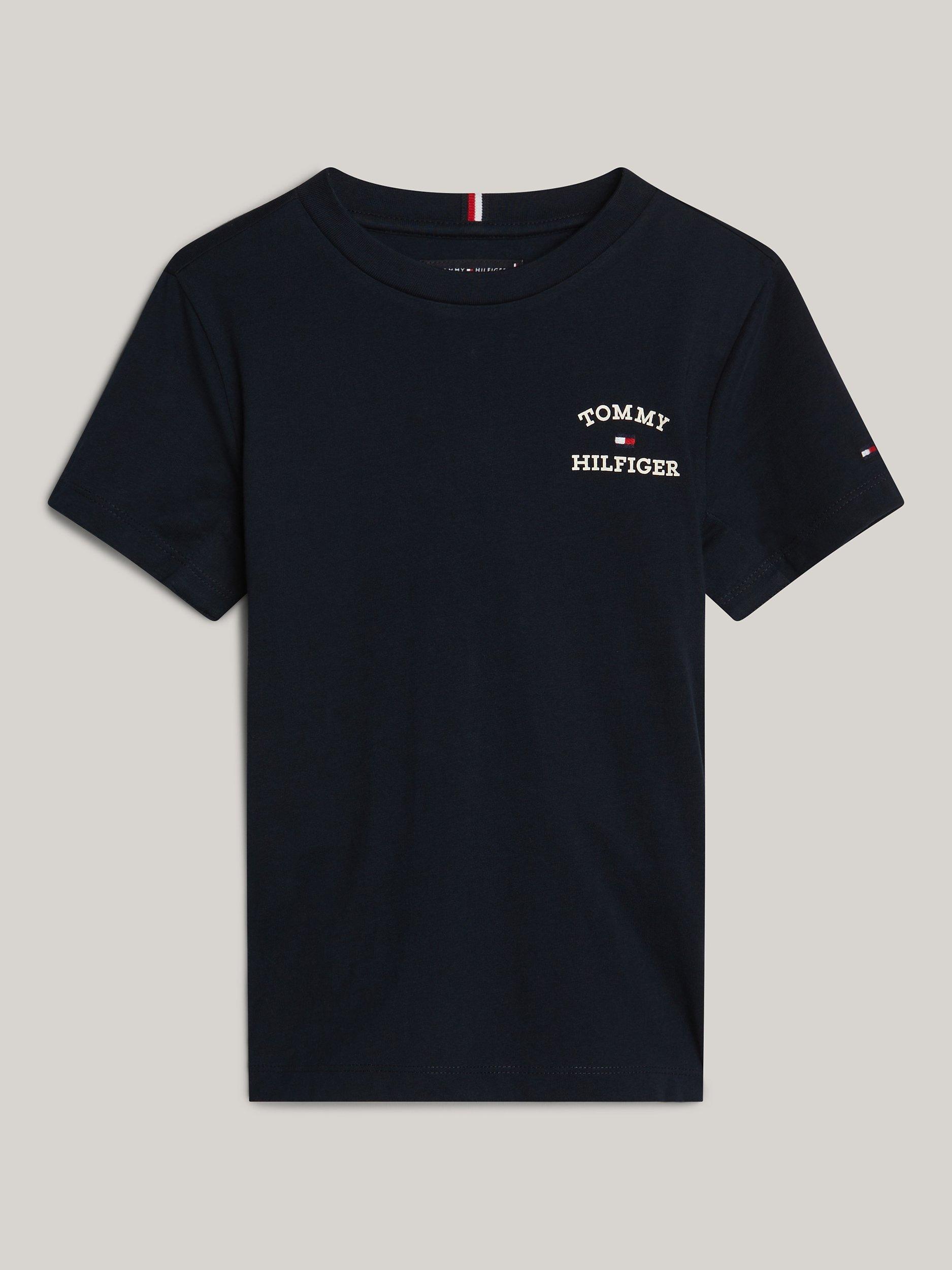 Tommy Hilfiger Kids' Adaptive Chest Logo Cotton T-Shirt, Desert Sky