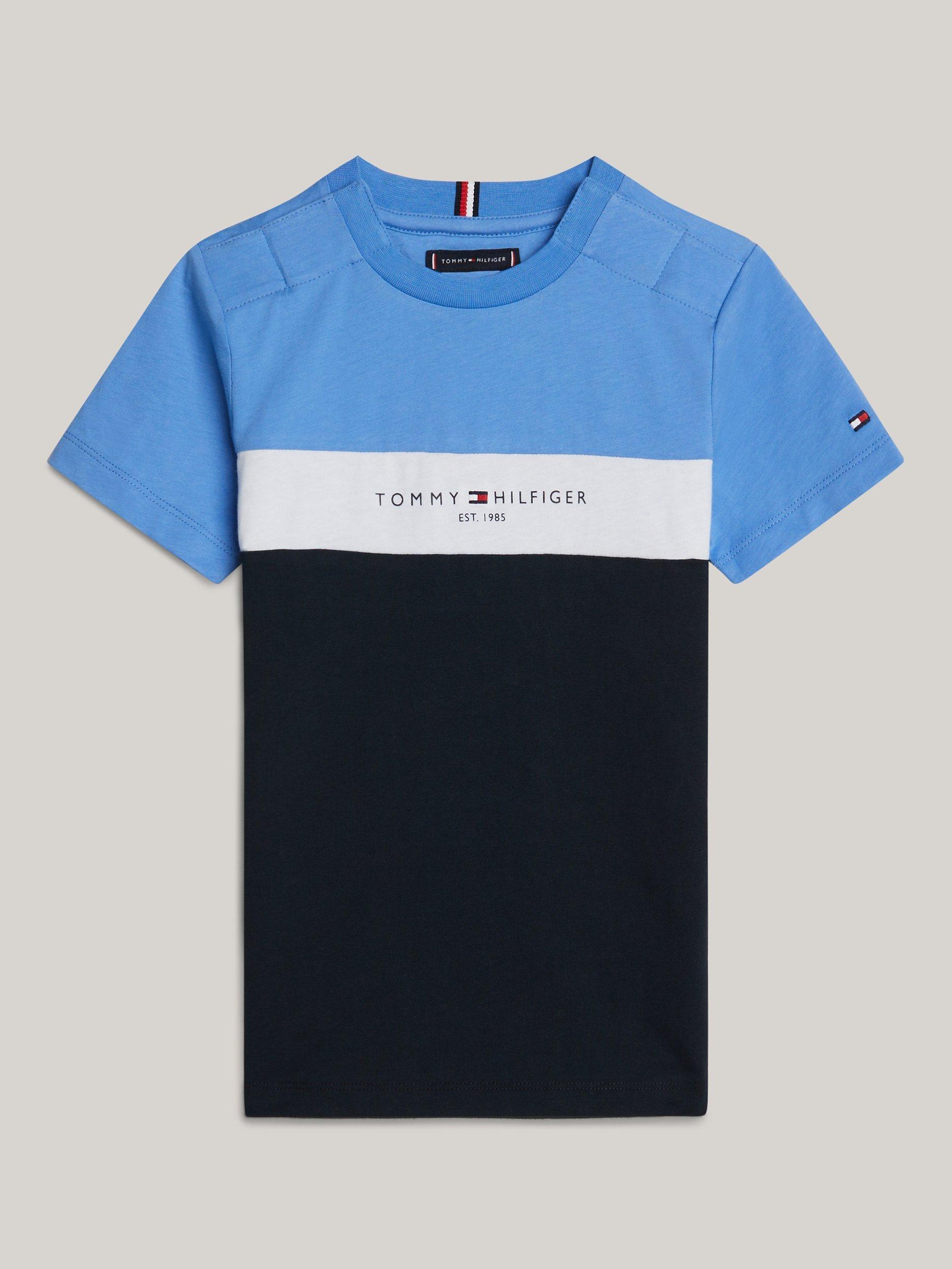 Tommy Hilfiger Kids' Adaptive Logo Cotton T-Shirt, Blue Spell