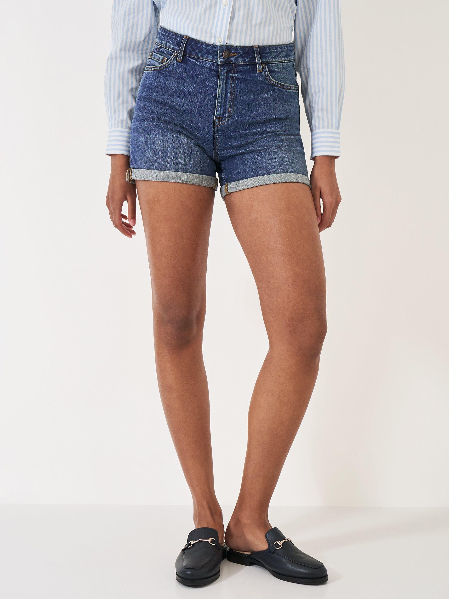 Product image 1 of 5, which shows Crew Clothing Mid Wash Denim Shorts, Denim Blue, 8