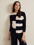 Phase Eight Harper Ripple Top, Navy/Ivory