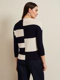 Phase Eight Harper Ripple Top, Navy/Ivory