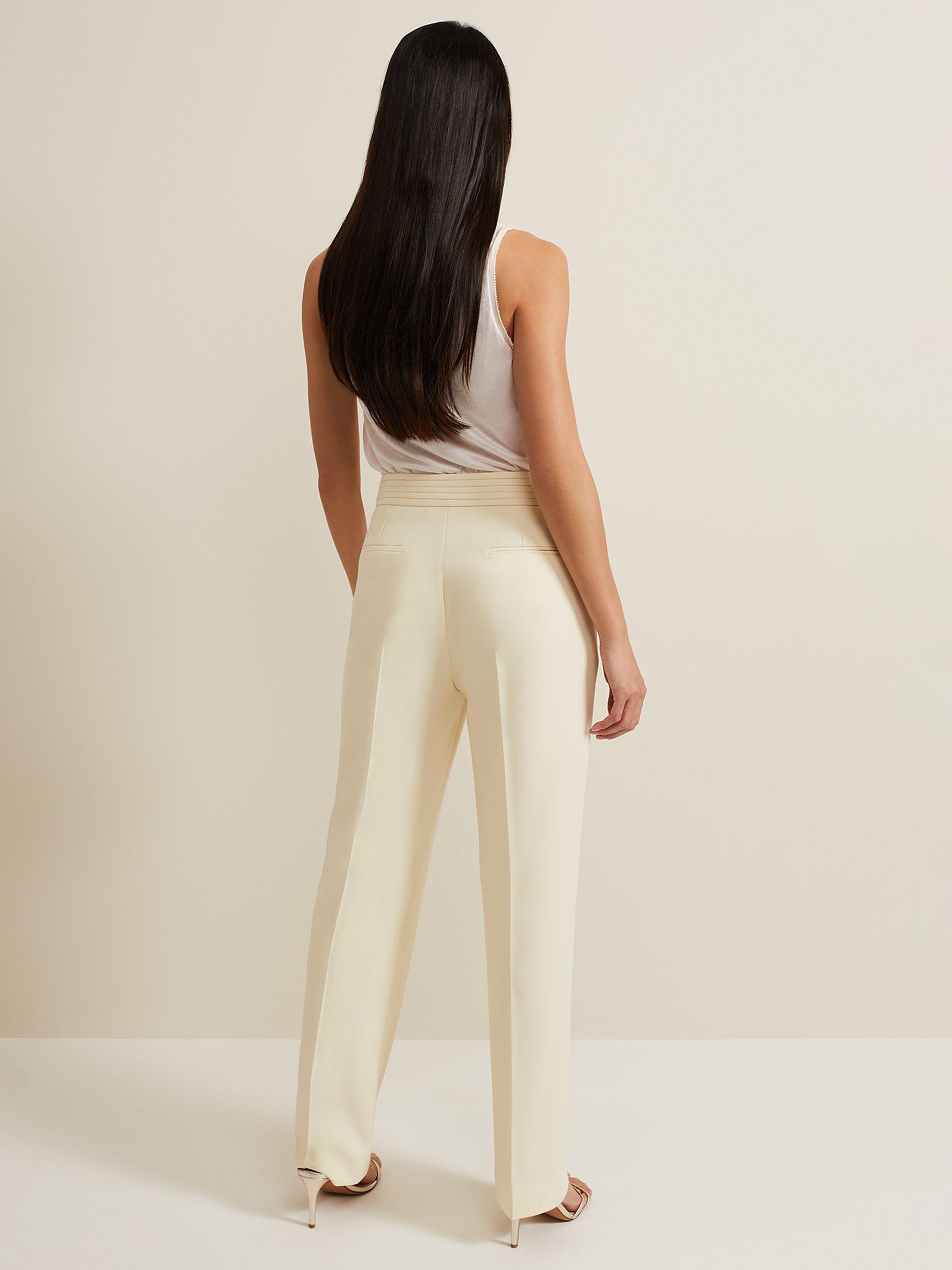 Phase Eight Alexis Pleat Waistband Trousers, Yellow, 8