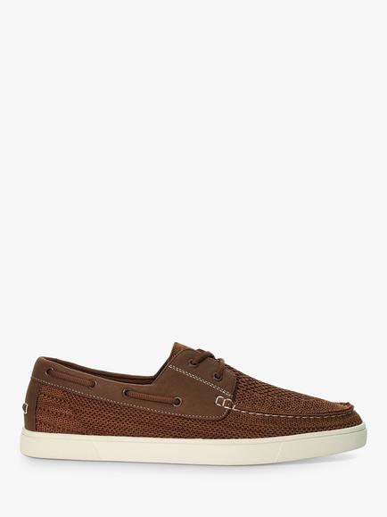 Dune London Blaizerss Knit Boat Shoes, Tan