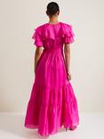 Phase Eight Mabelle Tiered Organza Maxi Dress, Fuchsia