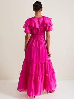 Phase Eight Mabelle Tiered Organza Maxi Dress, Fuchsia - view 2, Fuchsia