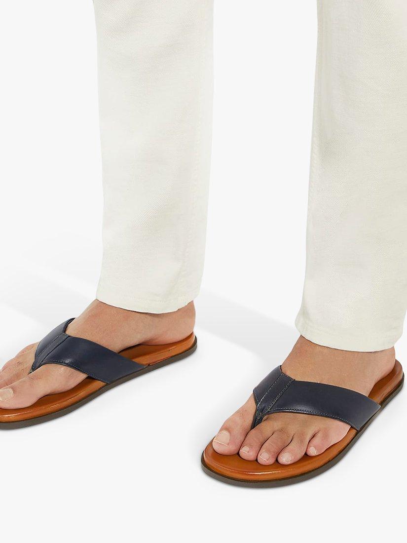 Product image 6 of 6, which shows Dune Inspires Leather Toepost Sandal, Navy, 11