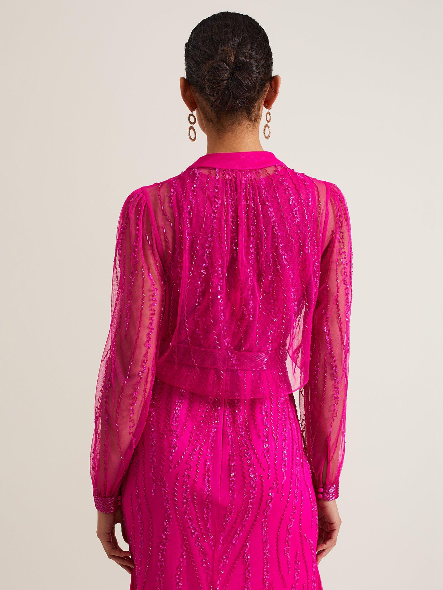 Phase Eight Lila Beaded Cover Up Fuchsia