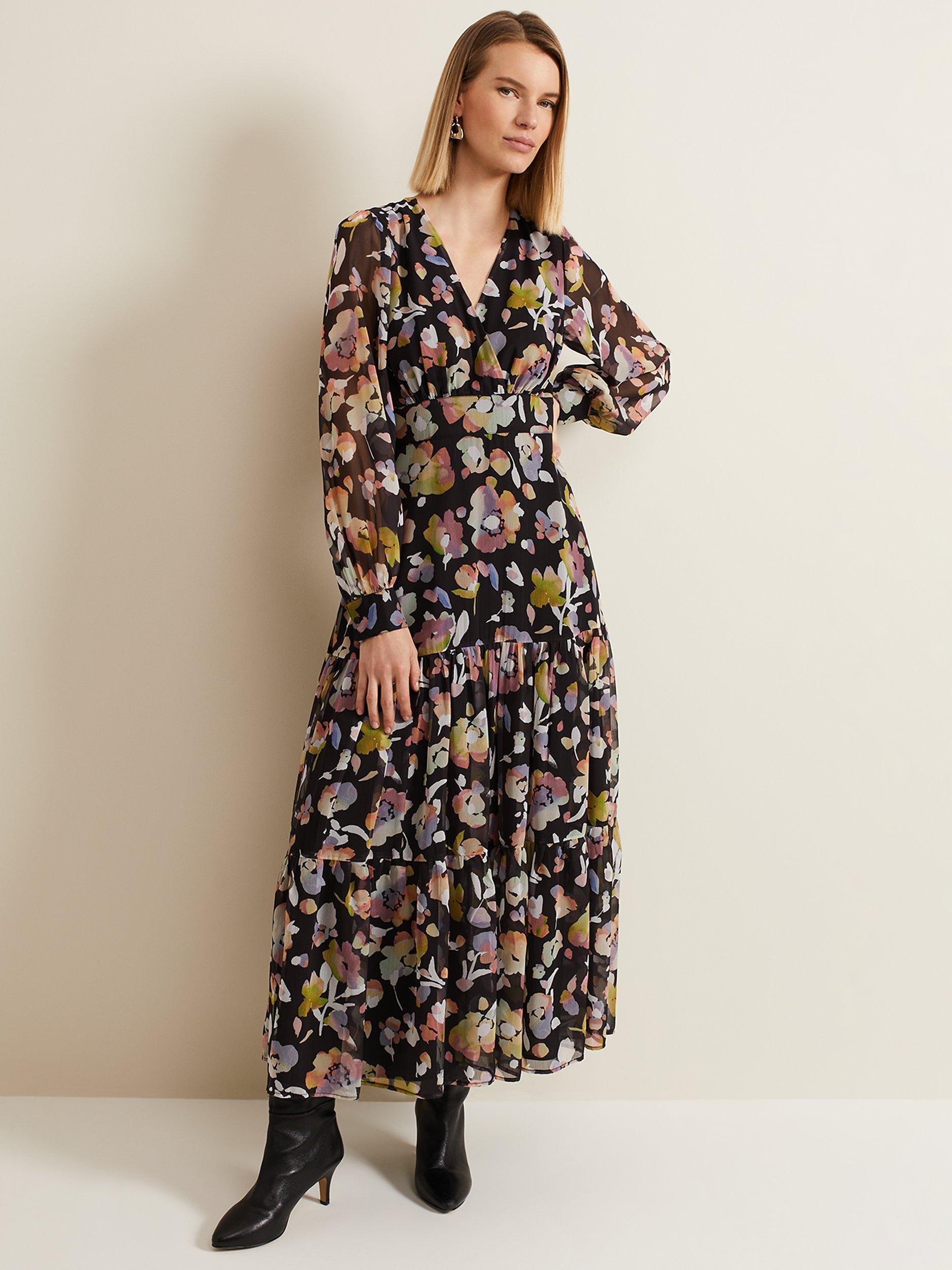 Phase Eight Sandra Floral Dress Black Multi