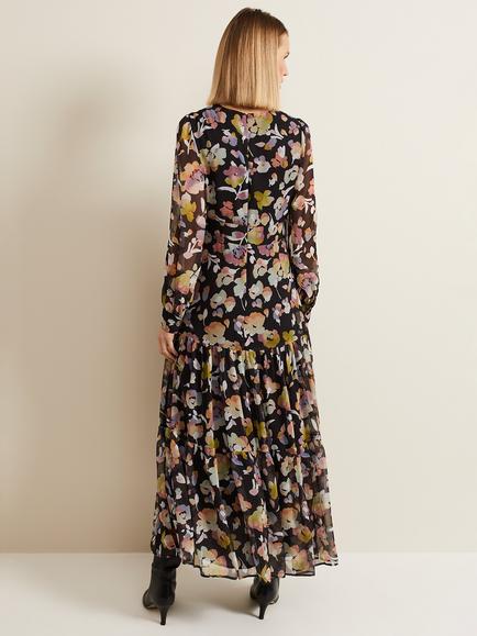Phase Eight Sandra Floral Dress, Black/Multi - view 2, Black/Multi