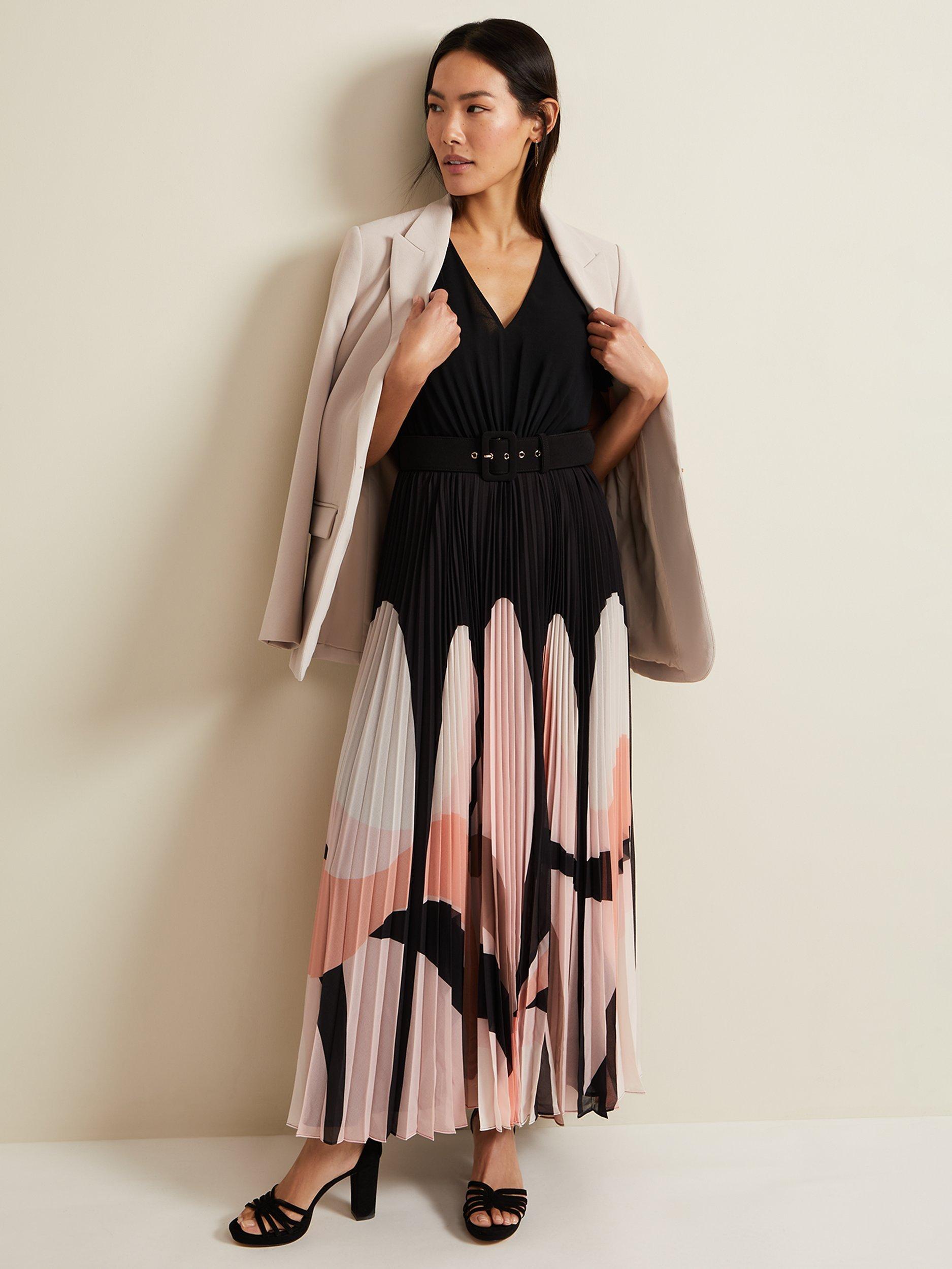 Phase Eight Collection 8 Isla Pleated Maxi Dress Black Multi