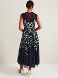 Phase Eight Floral Beaded Midi Dress, Navy