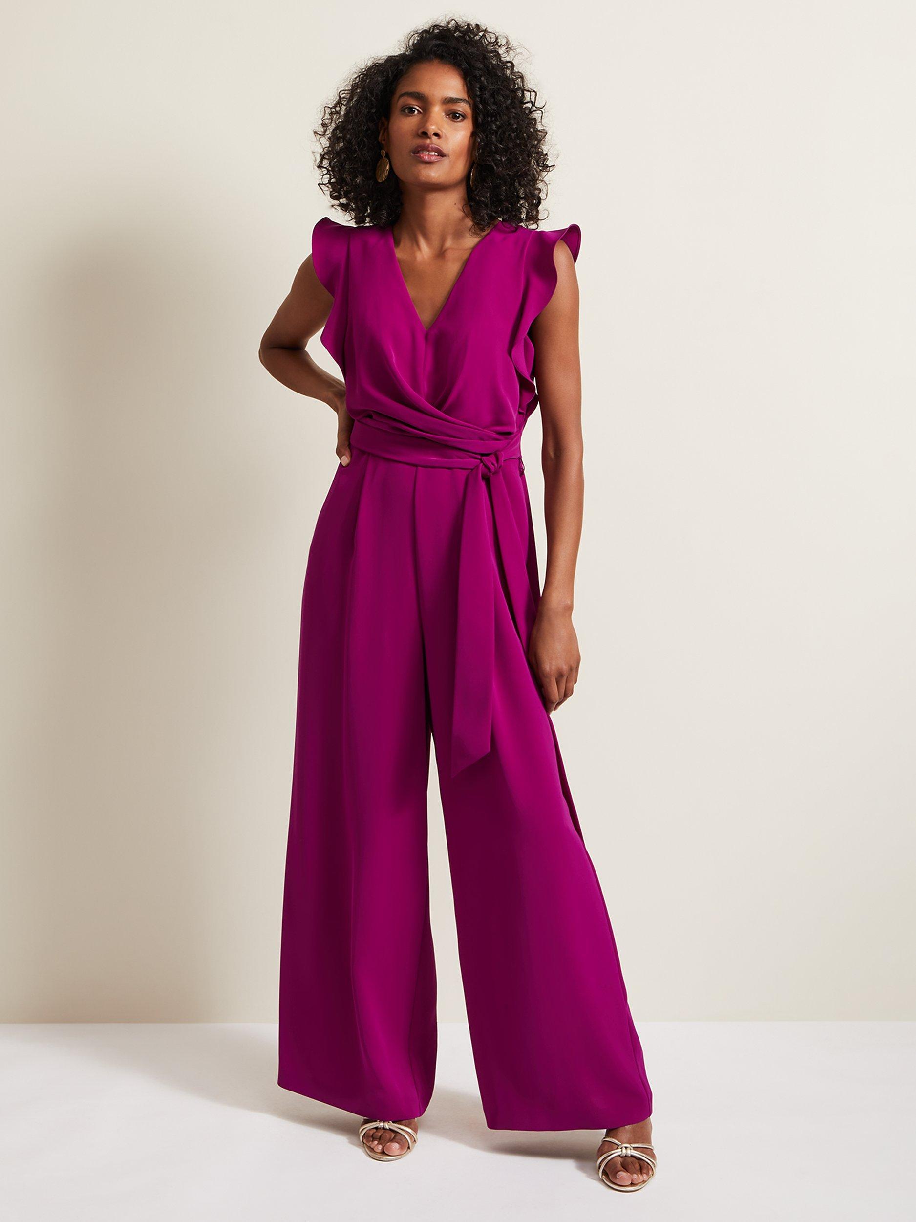 Phase Eight Ayla Ruffle Wrap Jumpsuit, Magenta, 6