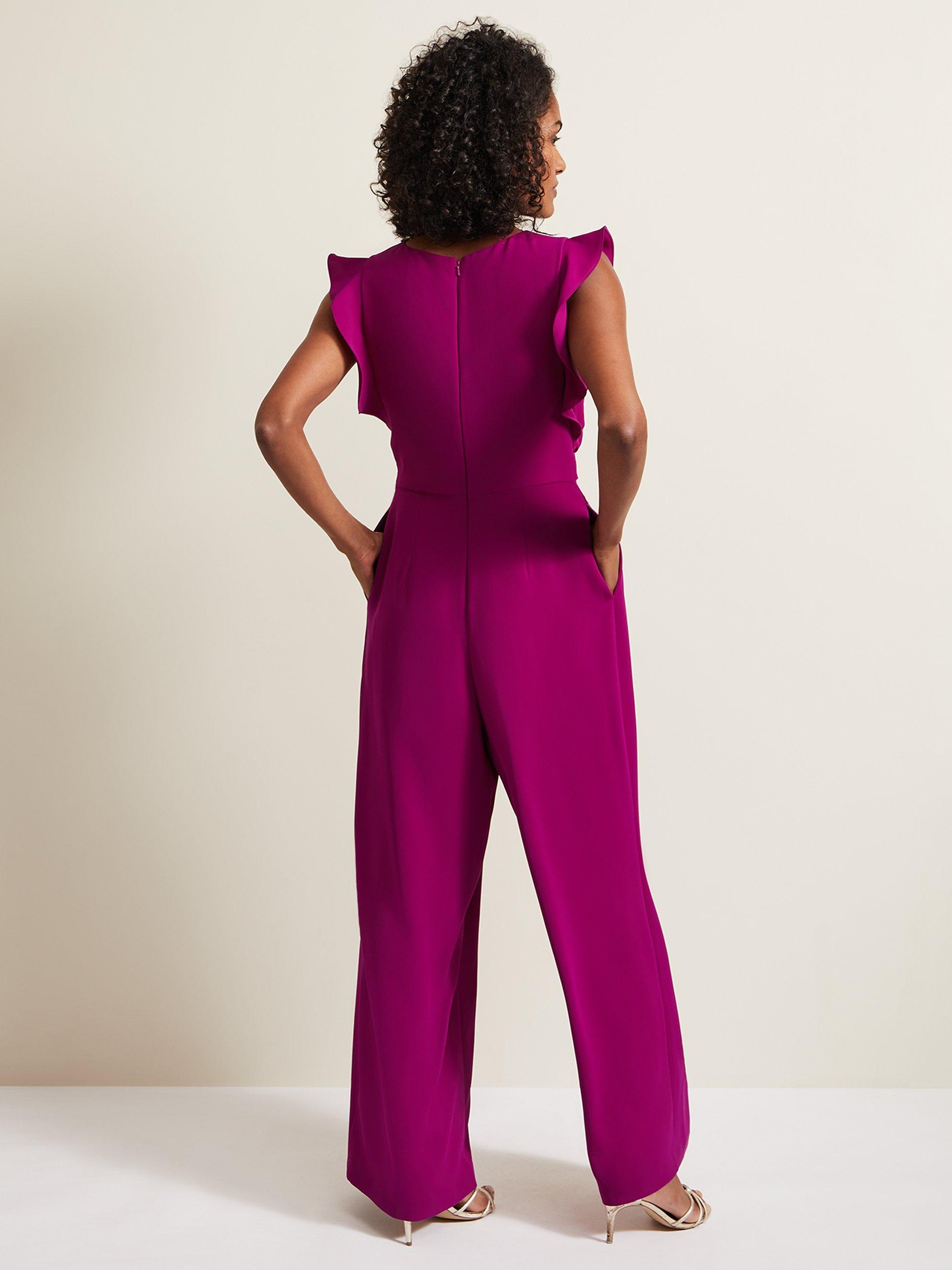 Phase Eight Ayla Ruffle Wrap Jumpsuit, Magenta, 6