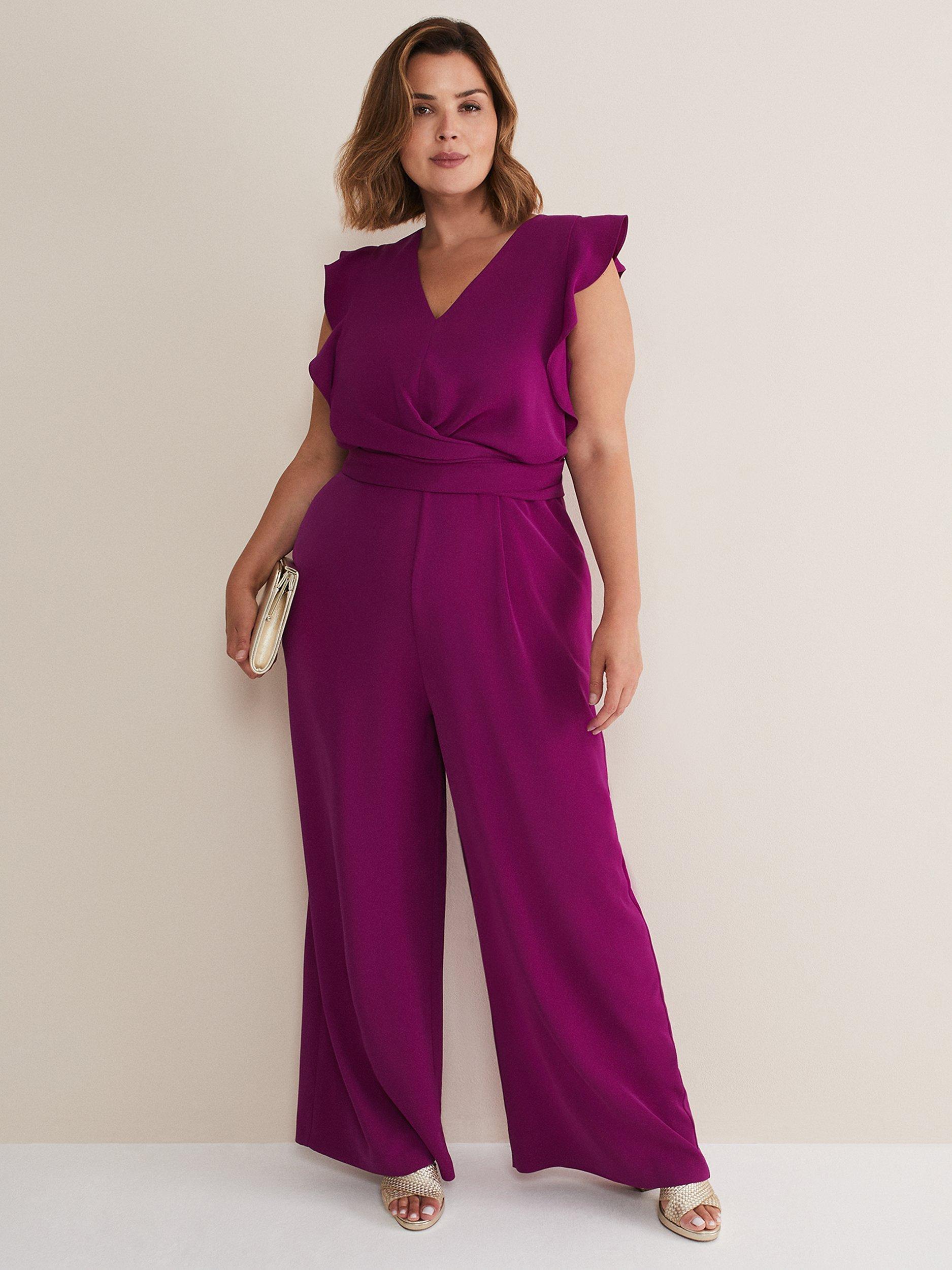 Phase Eight Ayla Ruffle Wrap Jumpsuit, Magenta, 6