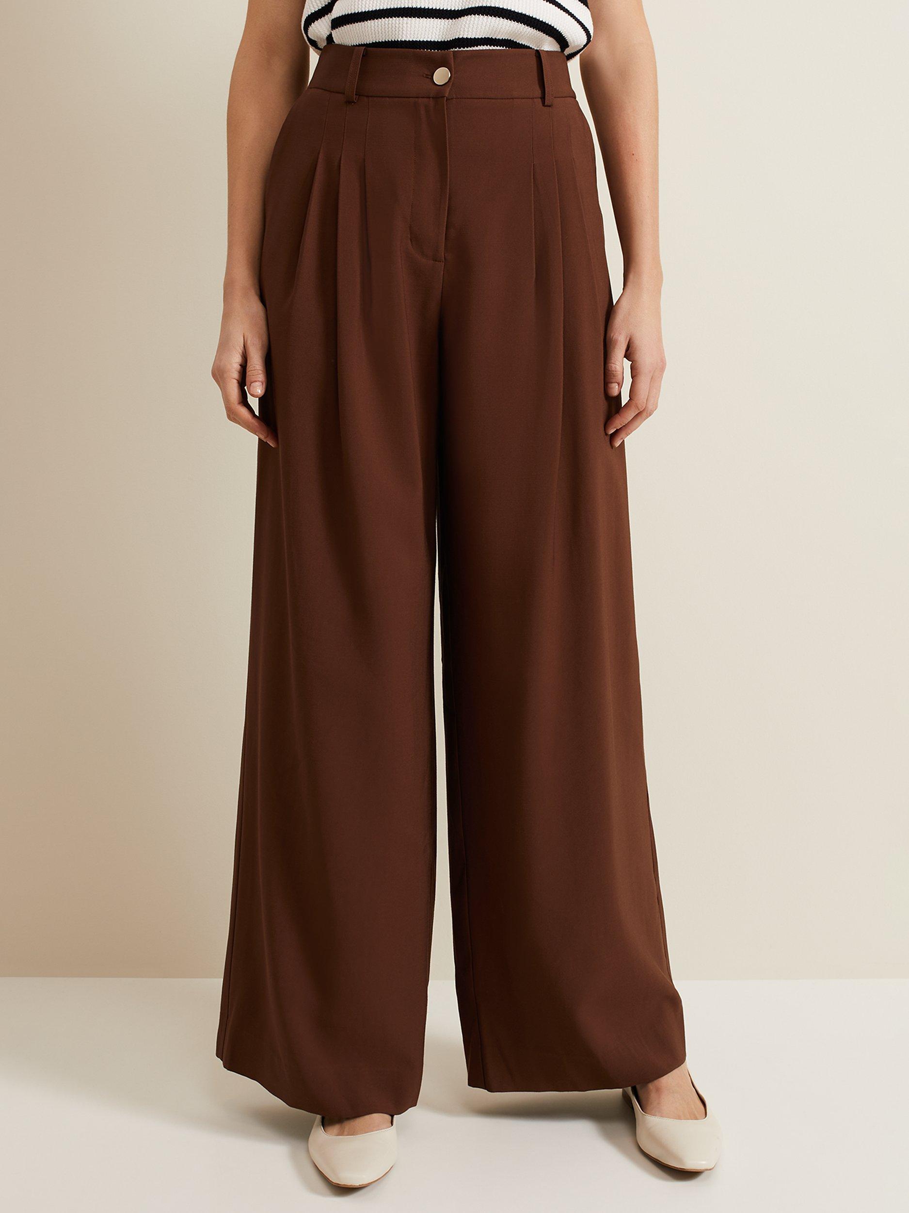 Phase Eight Indiyah Wide Leg Trousers, Brown
