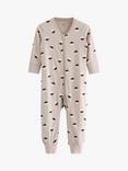 Lindex Baby Organic Cotton Penguin Print Sleepsuit, Light Grey