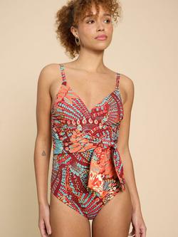 White Stuff Tabitha Control Swimsuit, Red/Multi, Red/Multi