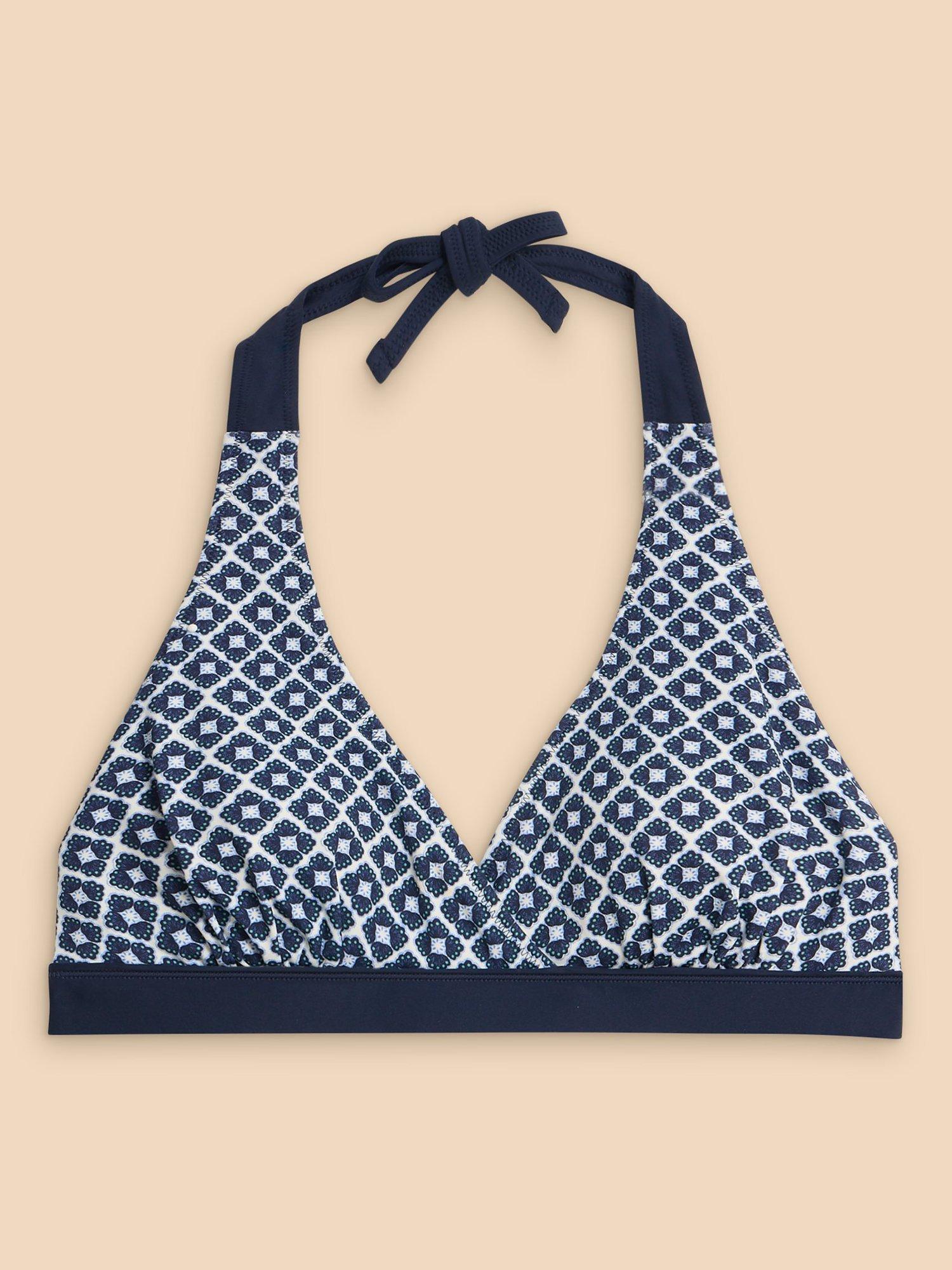 White Stuff Sunshine Reversible Bikini Top, Navy/Multi, 6