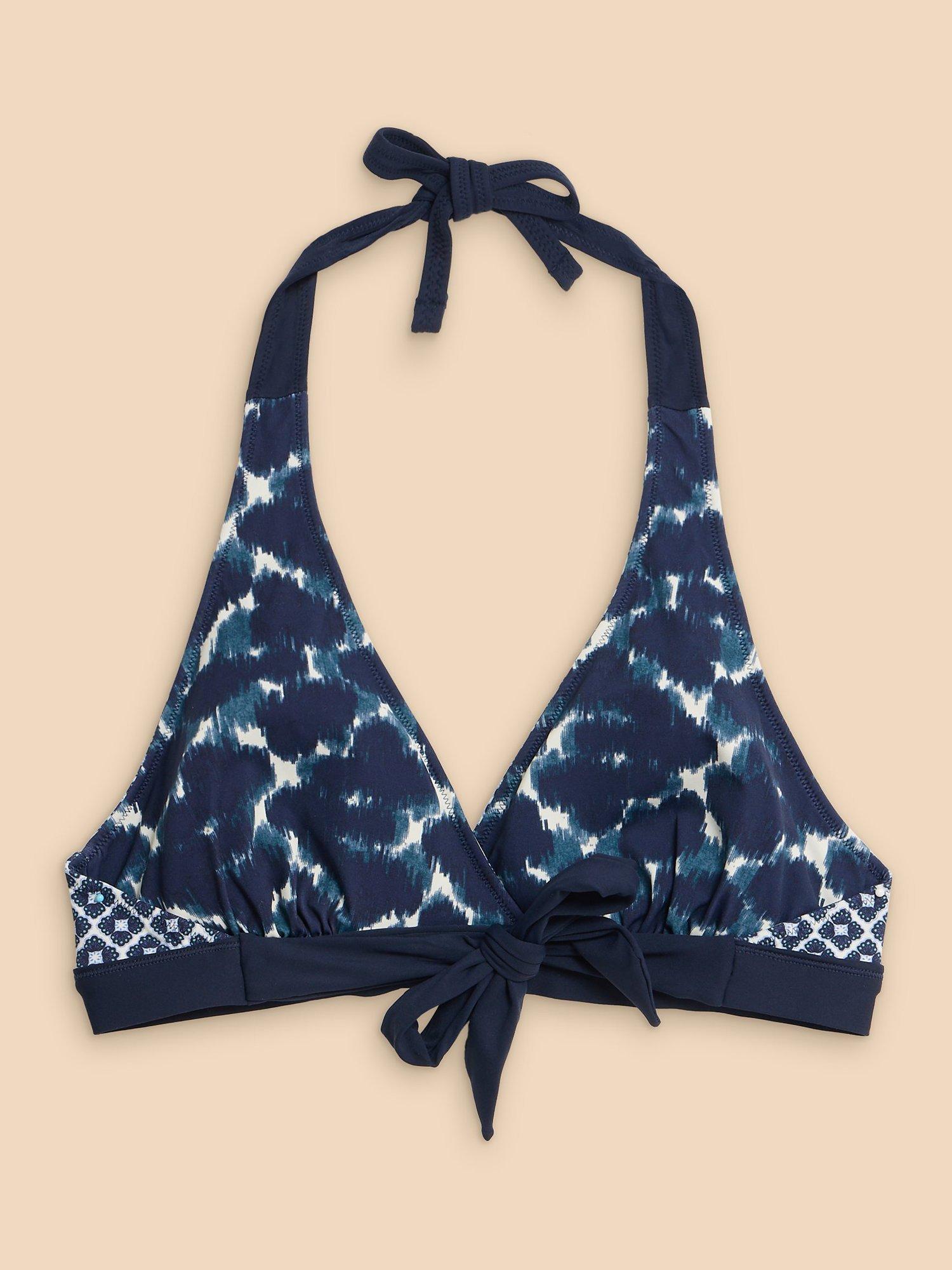 White Stuff Sunshine Reversible Bikini Top, Navy/Multi, 6