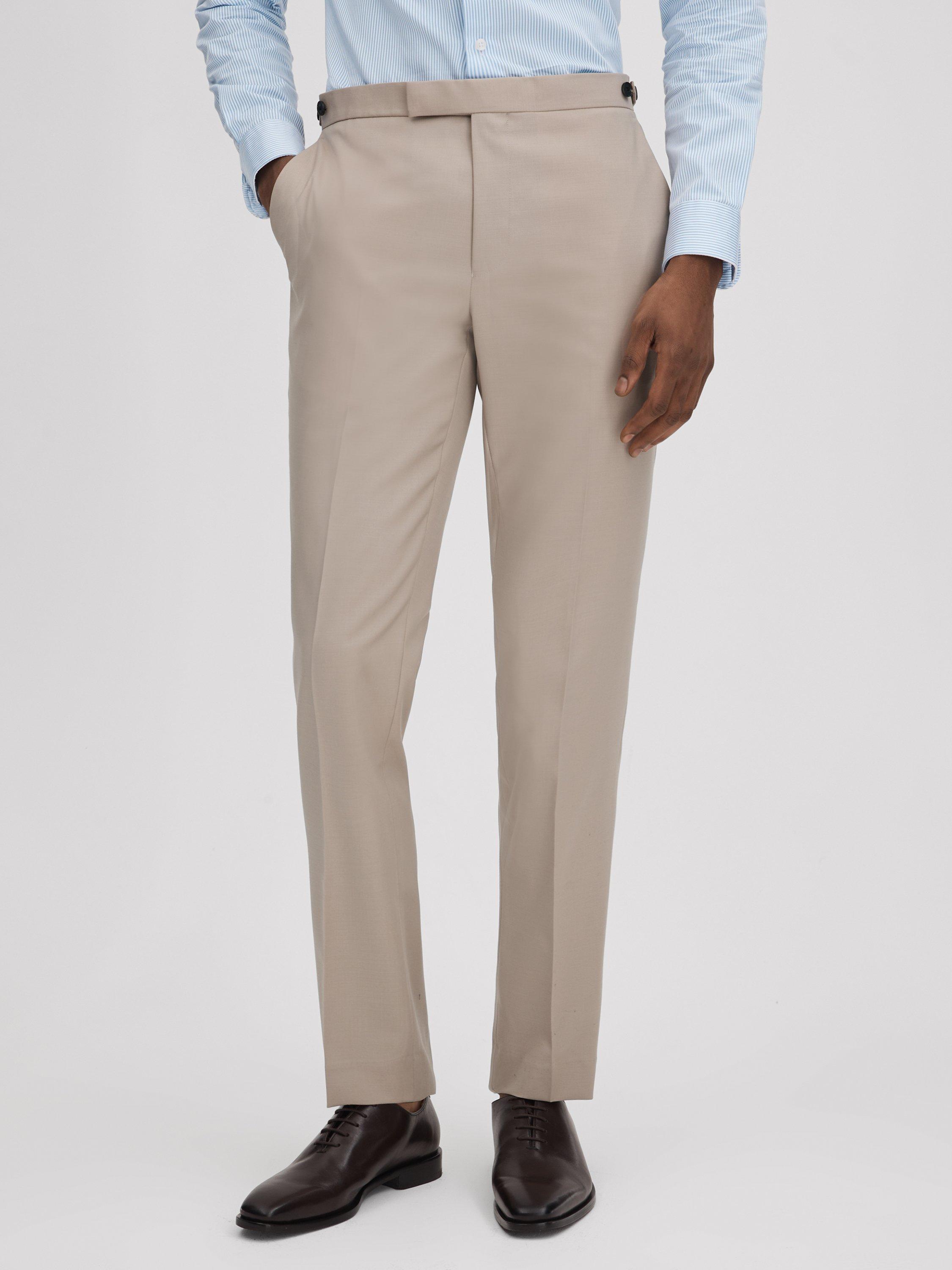 Reiss Dillon Plain Wool Blend Trousers, Stone