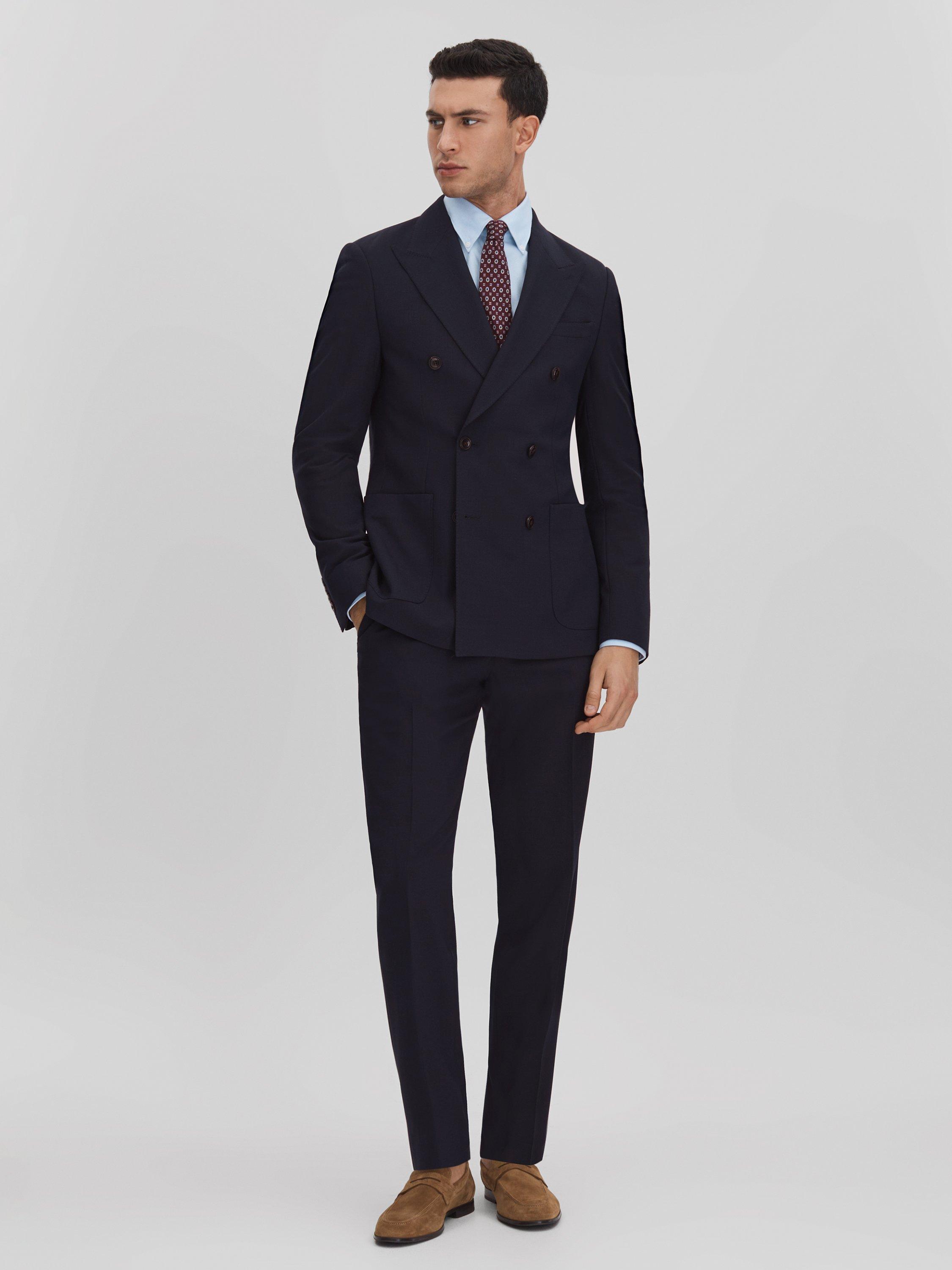 Reiss Belmont Textured Trousers, Navy, 38R