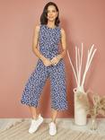 Mela London Ditsy Floral Print Sleeveless Culotte Jumpsuit, Navy