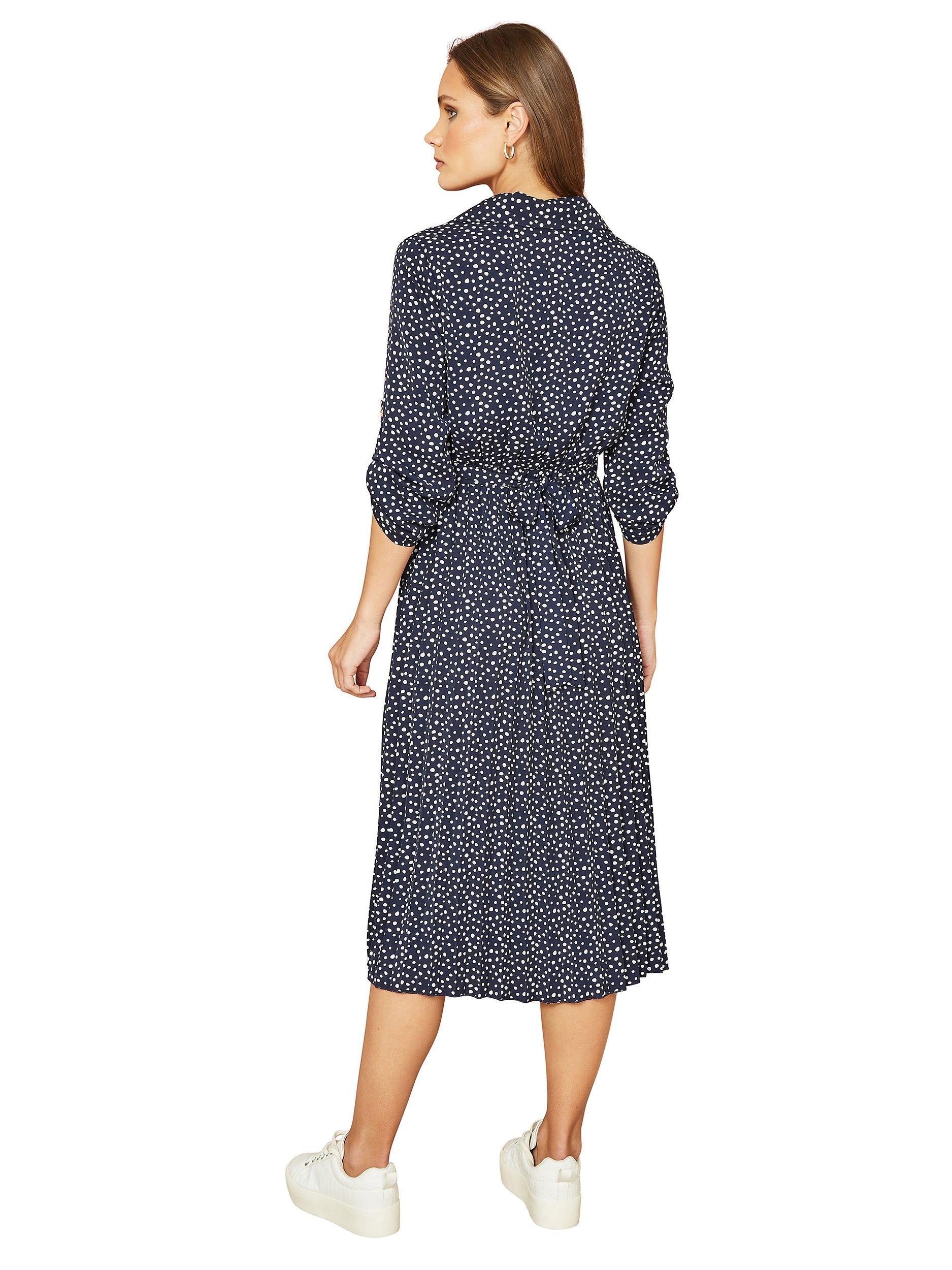 Product image 3 of 4, which shows Mela London Pleated Midi Dress, Navy, 14