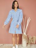 Mela London Stripe Relaxed Fit Shirt Dress, Blue, Blue
