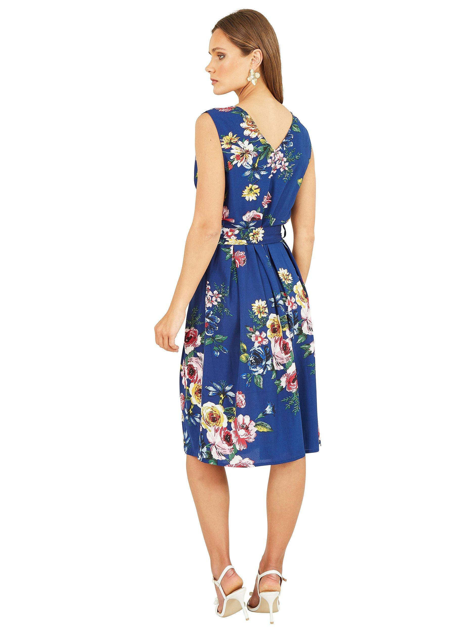Product image 3 of 4, which shows Yumi Mela London Floral Print Midi Wrap Dress, Navy/Multi, 8