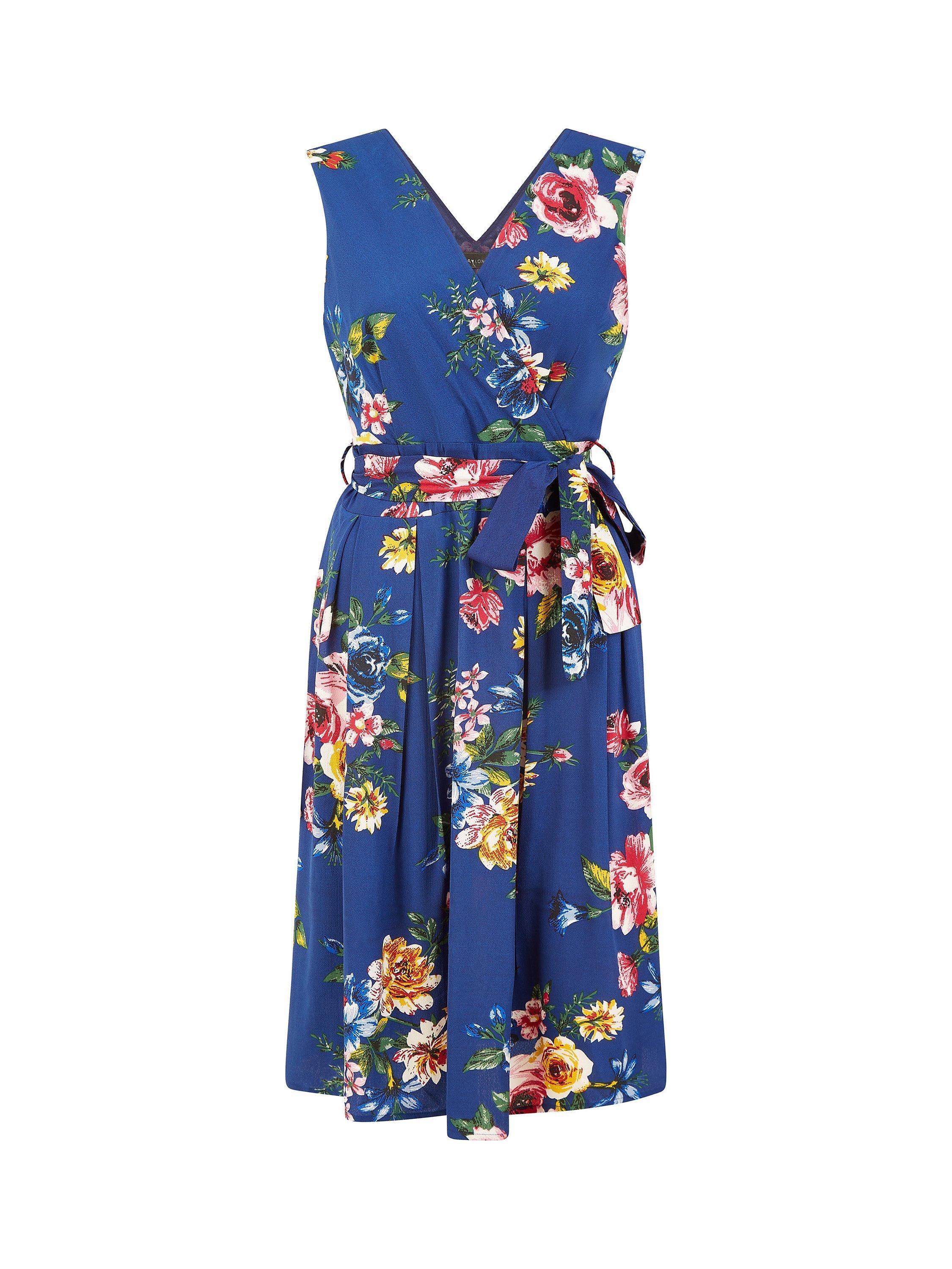 Product image 4 of 4, which shows Yumi Mela London Floral Print Midi Wrap Dress, Navy/Multi, 8