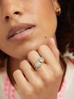 Auree Mondello Cushion Cocktail Ring - view 2, Gold/Aqua