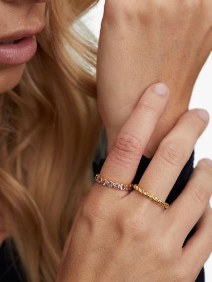 Auree Ortigia Amethyst Band Ring, Purple/Gold - view 2, Purple/Gold