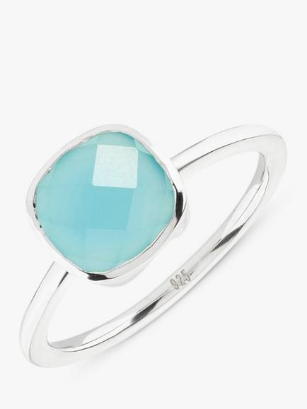 Auree Mondello Cushion Cocktail Ring, Silver/Aqua