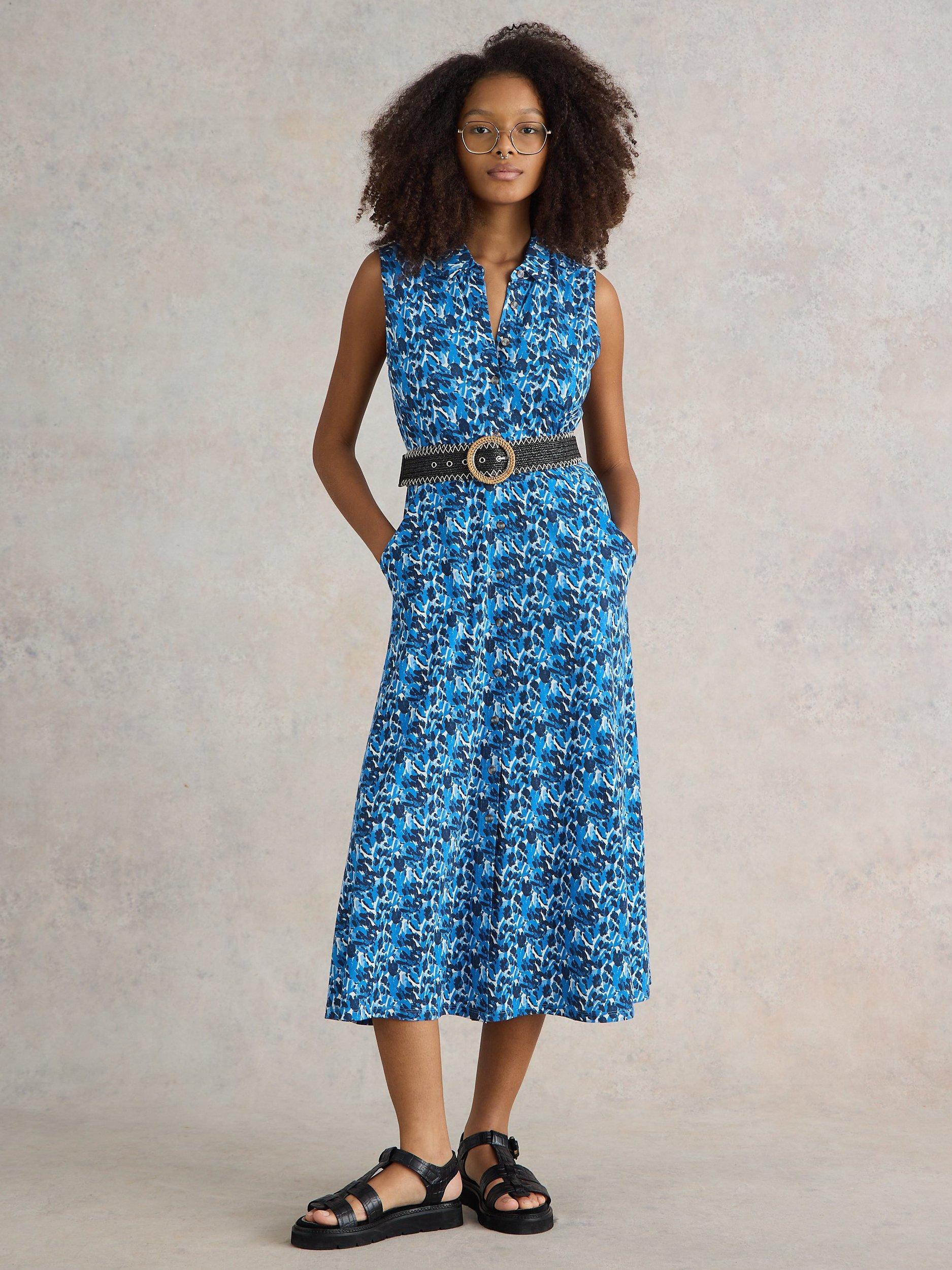 Product image 1 of 6, which shows White Stuff Rua Abstract Shirt Dress, Blue/Multi, 6