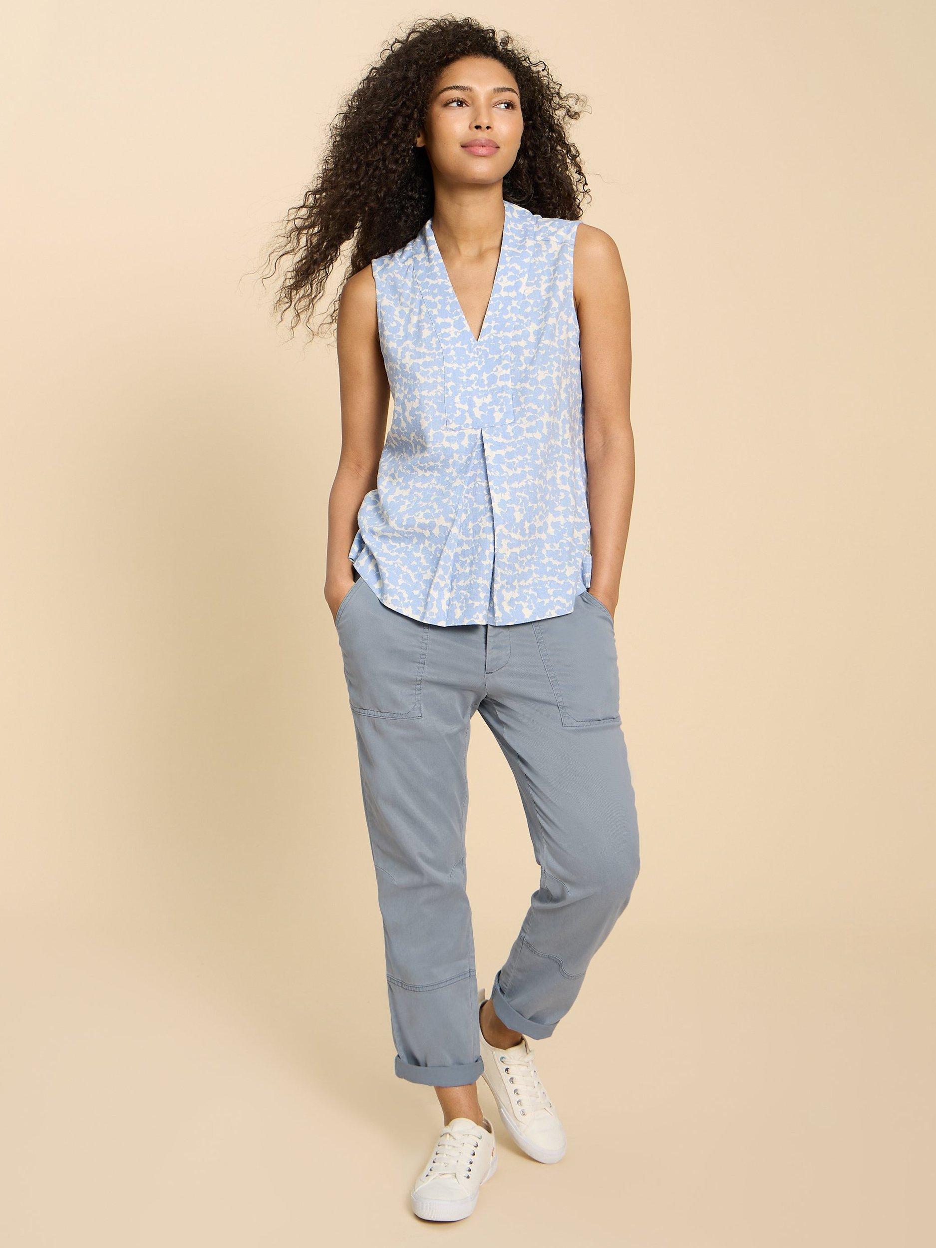 Product image 1 of 7, which shows White Stuff Blaire Trousers, Mid Blue, 20