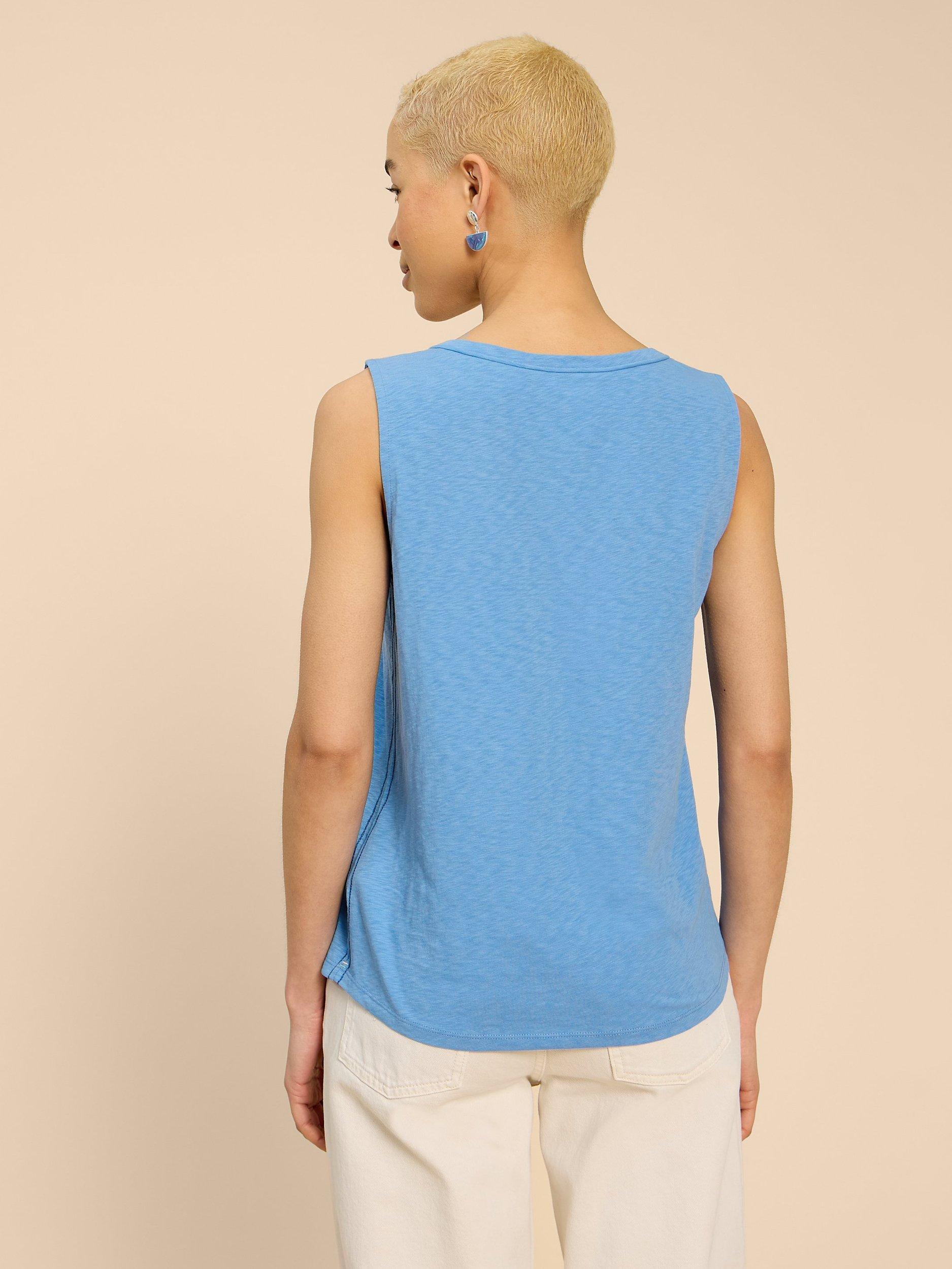 Product image 2 of 7, which shows White Stuff Laila Cotton Vest Top, Mid Blue, 18