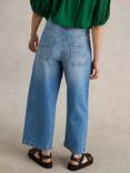 White Stuff Tia Wide Leg Cropped Jeans, Mid Denim
