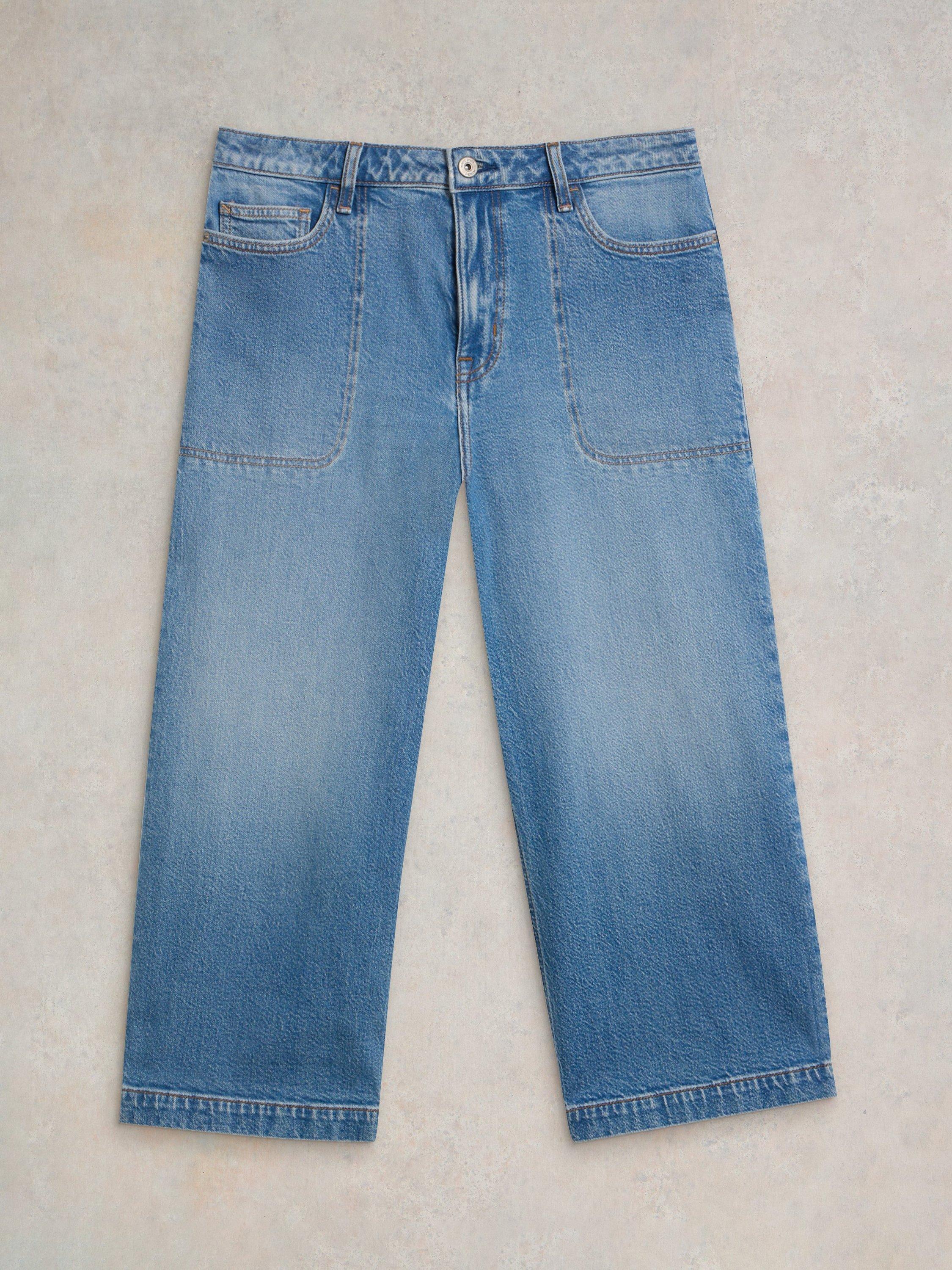 Product image 5 of 7, which shows White Stuff Tia Wide Leg Cropped Jeans, Mid Denim, 6