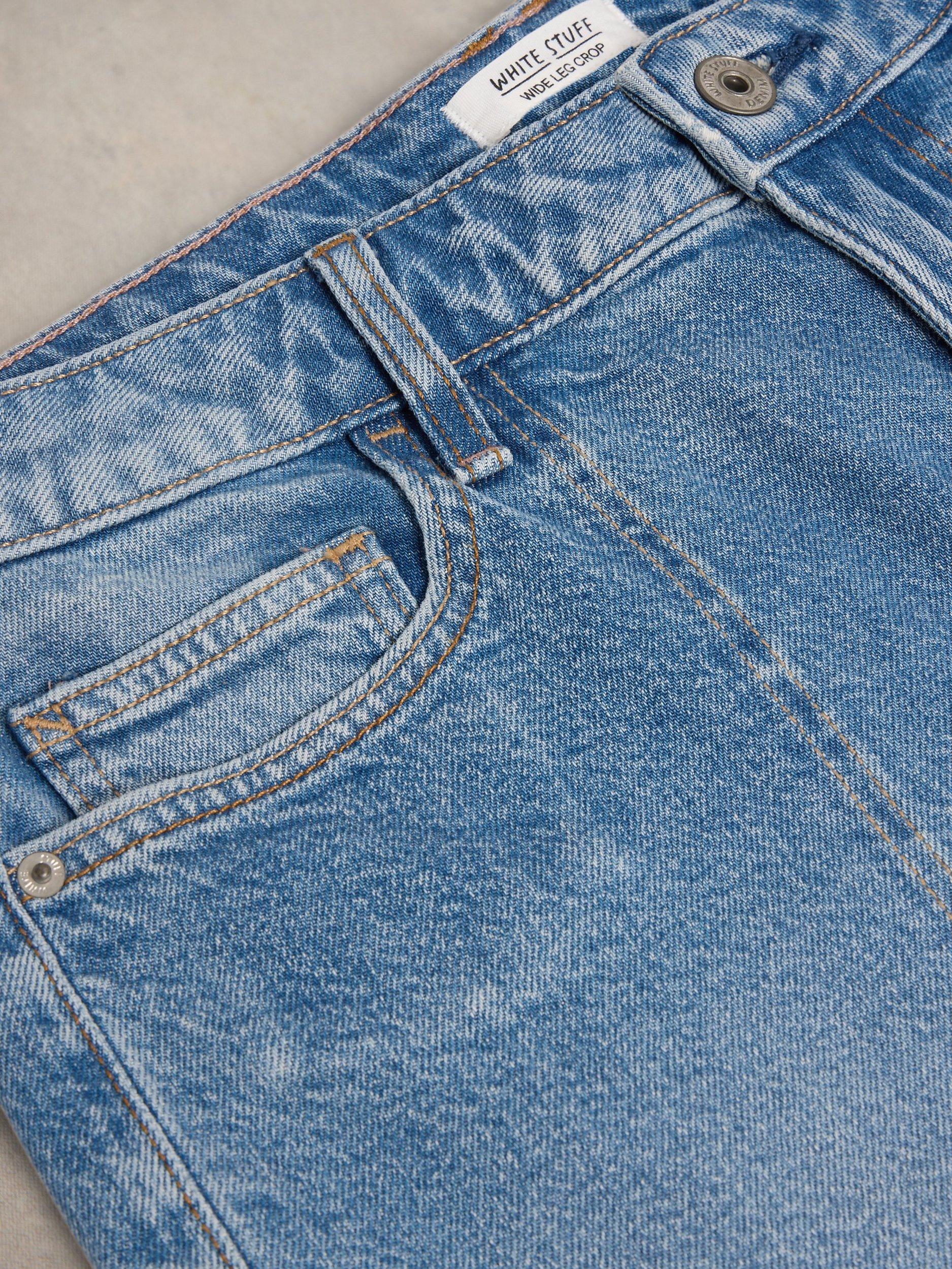 Product image 6 of 7, which shows White Stuff Tia Wide Leg Cropped Jeans, Mid Denim, 6