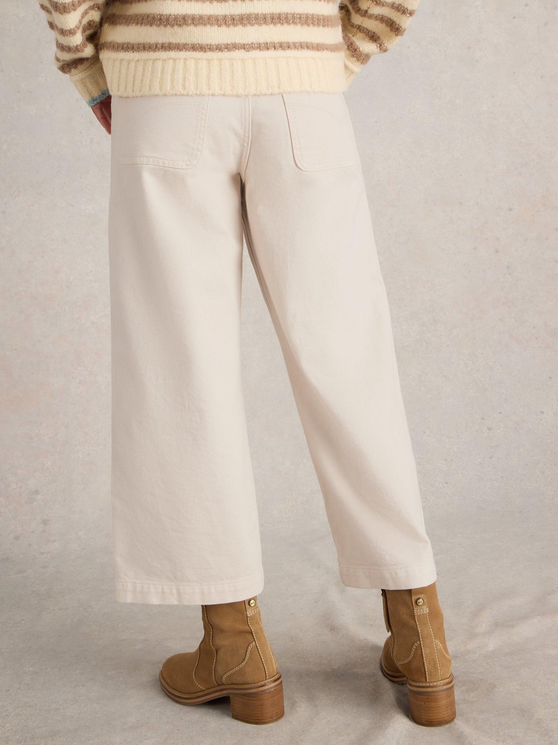 Product image 2 of 7, which shows White Stuff Tia Wide Leg Cropped Jeans, Natural White, 6