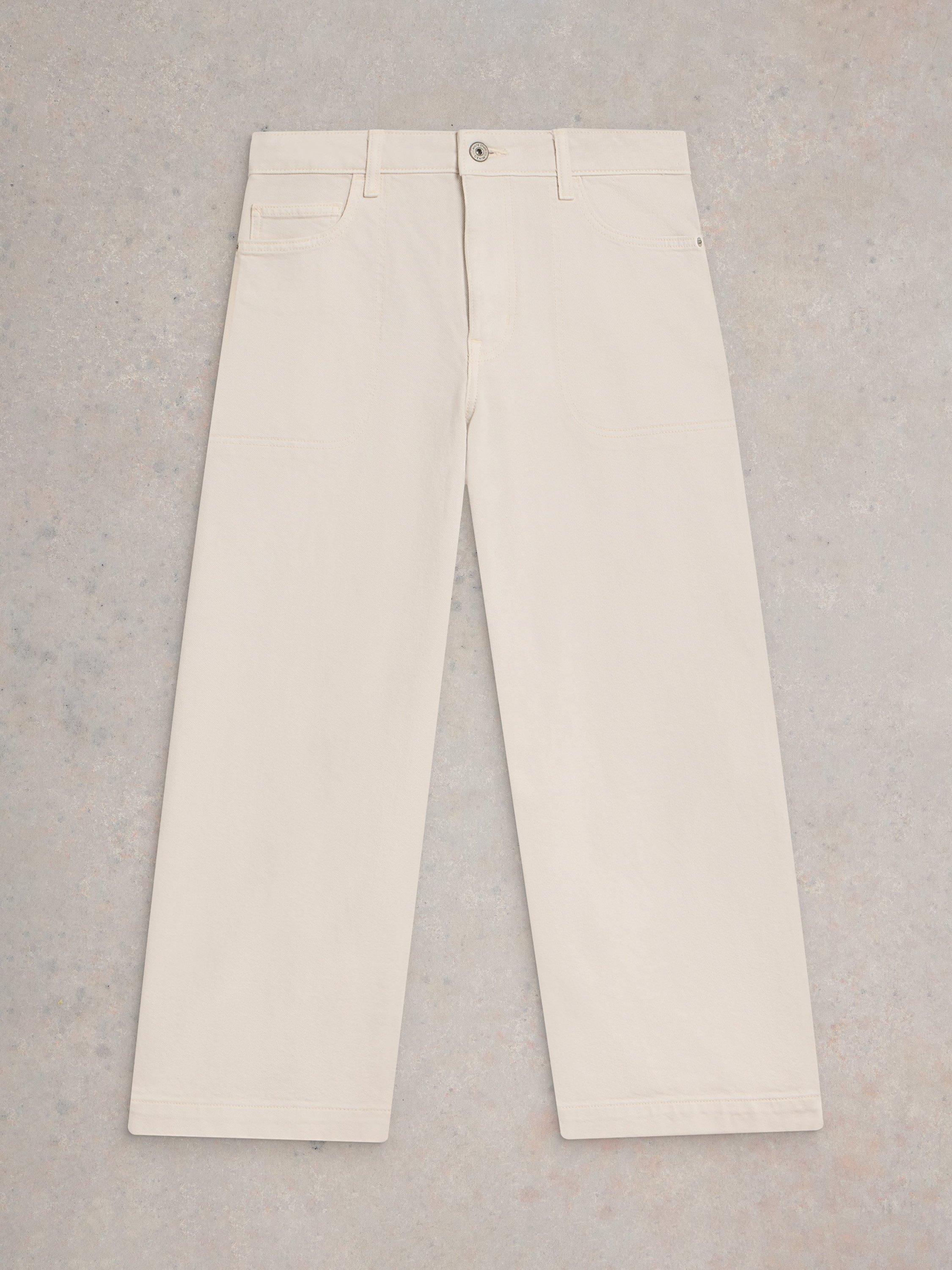 Product image 5 of 7, which shows White Stuff Tia Wide Leg Cropped Jeans, Natural White, 6