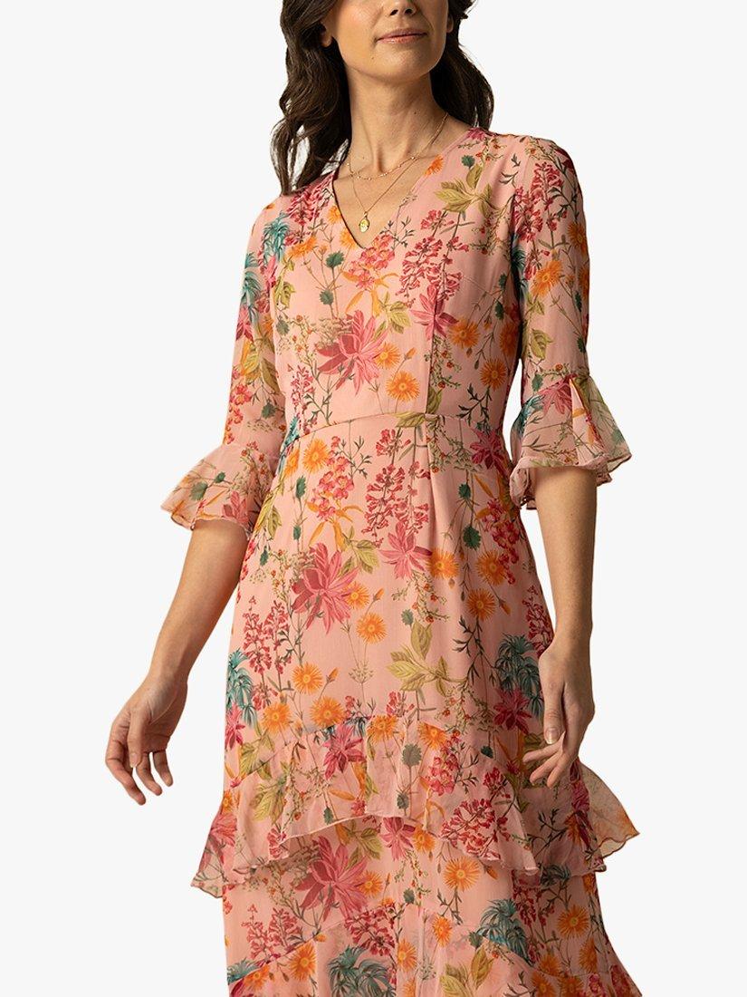 Product image 2 of 3, which shows Raishma Alicia Floral Midi Dress, Pink, 8