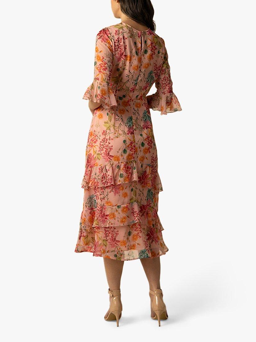 Product image 3 of 3, which shows Raishma Alicia Floral Midi Dress, Pink, 8