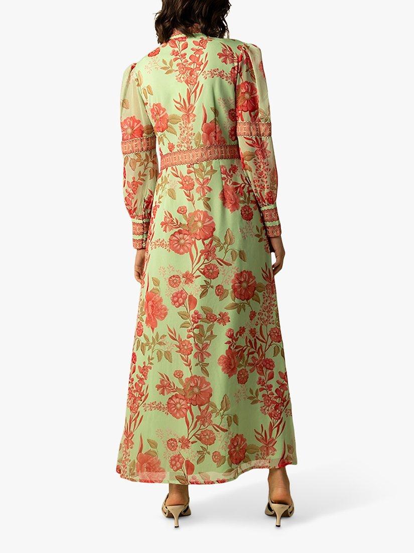 Product image 3 of 3, which shows Raishma Aspen Floral Bishop Sleeve Maxi Dress, Green, 8
