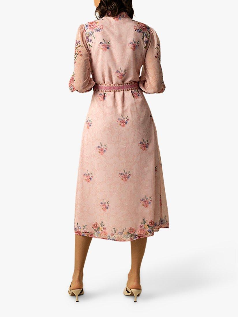 Product image 3 of 3, which shows Raishma Rose Floral Midi Dress, Pink, 8