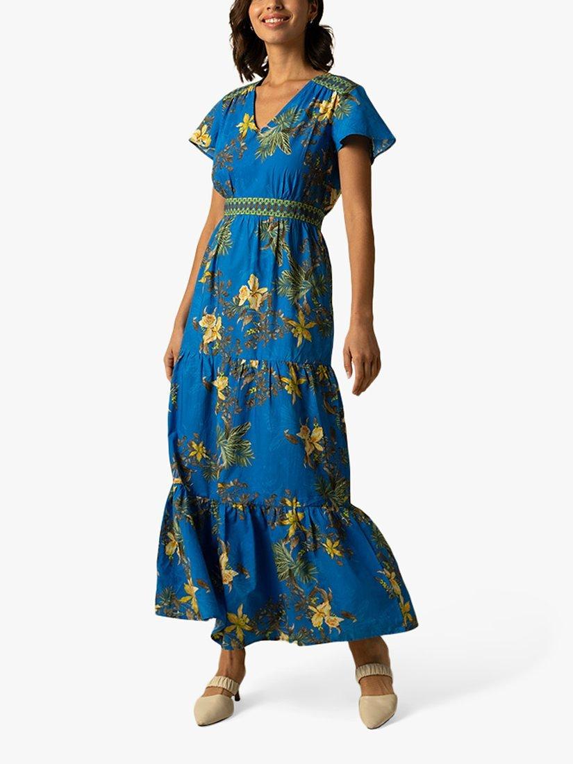 Product image 1 of 3, which shows Raishma Maggie Floral Maxi Dress, Blue, 8