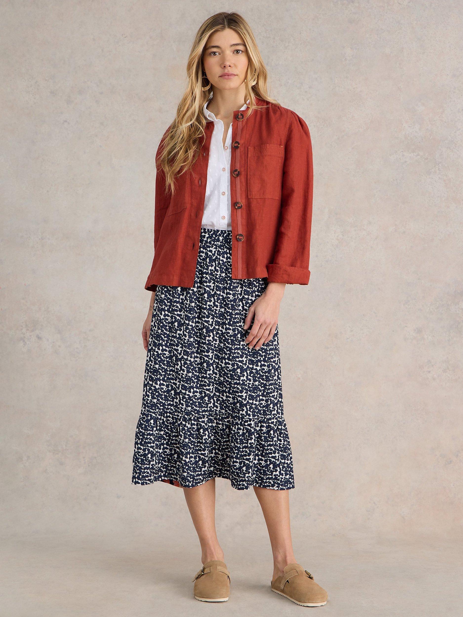 White Stuff  Ava Reversible Skirt, Navy/Multi