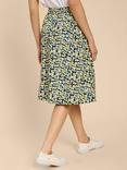 White Stuff Sarah Ecovero Knee Length Skirt, Navy/Multi