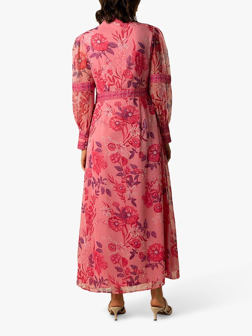 Product image 3 of 3, which shows Raishma Aspen Floral Bishop Sleeve Maxi Dress, Pink, 8