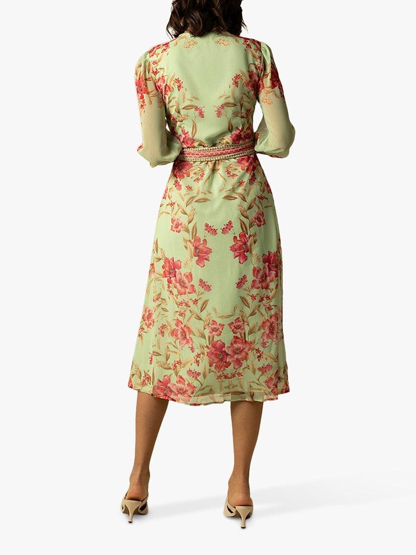 Product image 3 of 3, which shows Raishma Naomi Floral Midi Dress, Green, 18